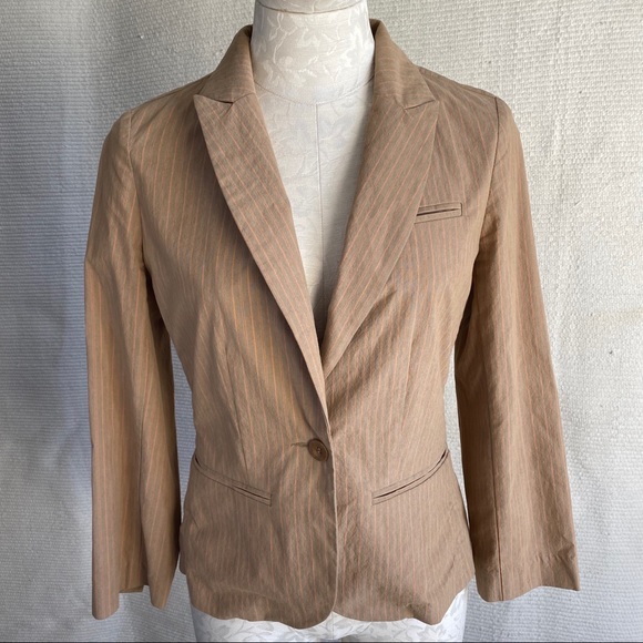 Vintage Joie Jacket M Pinstriped Blazer Tan Orange - Picture 9 of 9